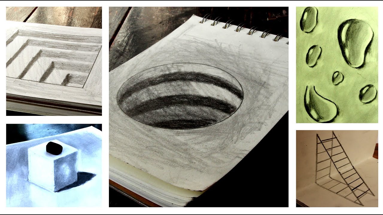 How to Draw 5 Simple 3D Optical Illusions Painting