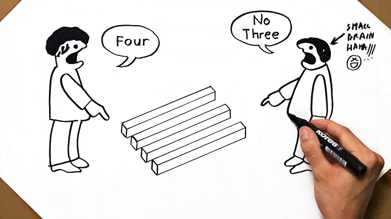 3 OR 4 ???  Funny Optical Illusion Drawing SATISFYING VIDEO