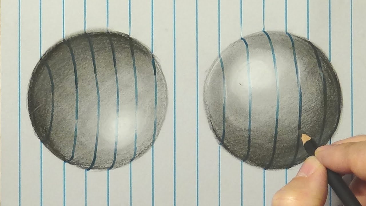 Convex or Concave Sphere? - Drawing Optical Illusion with Charcoal Pencils - Vamos