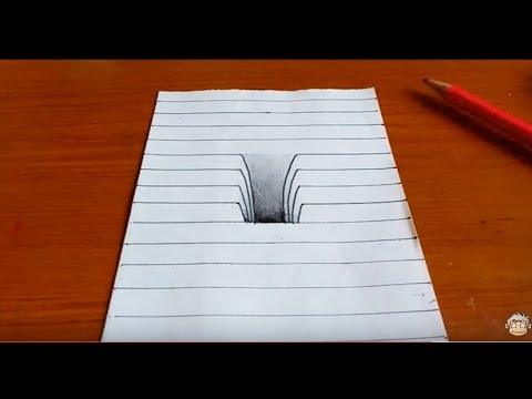 Very Easy!! How To Drawing 3D Hole - Trick Art on Line Paper