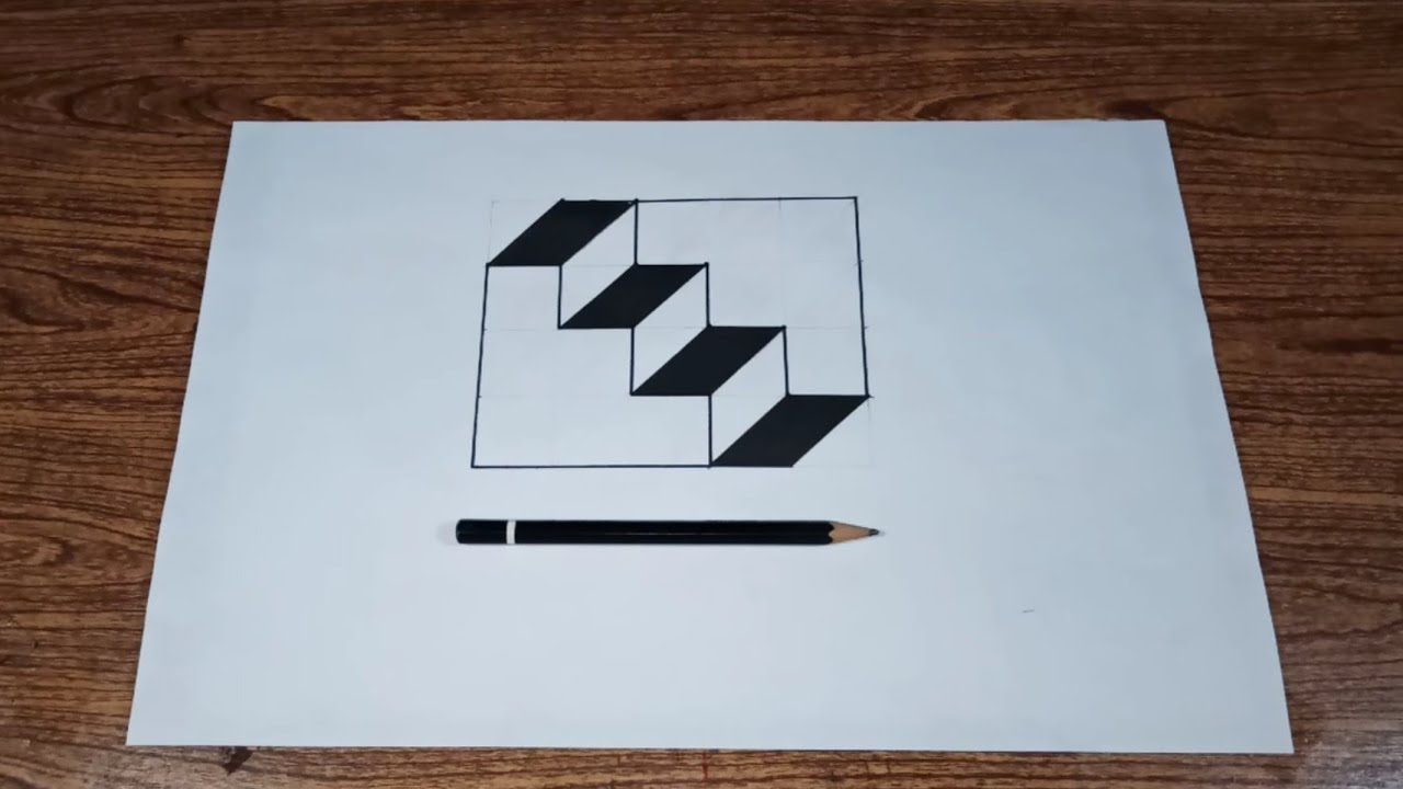 cara menggambar 3d tangga ilusi optik (part 41) optical illusions trick art