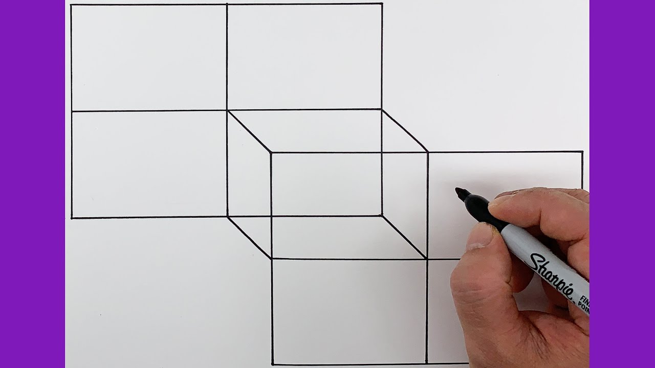 Daily Art Therapy - 3D Drawing 'Optical illusion cube' - Line Illusions