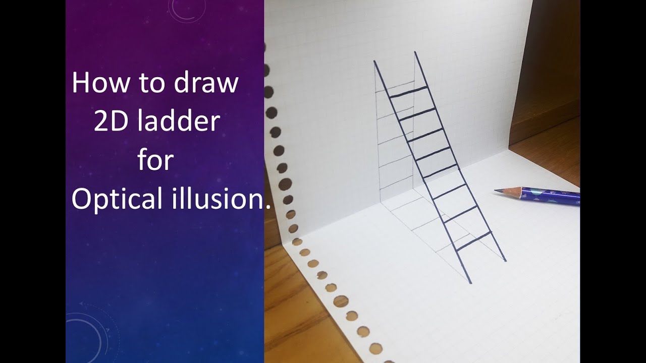How to draw a 3D ladder-Trick Art-Optical illusion
