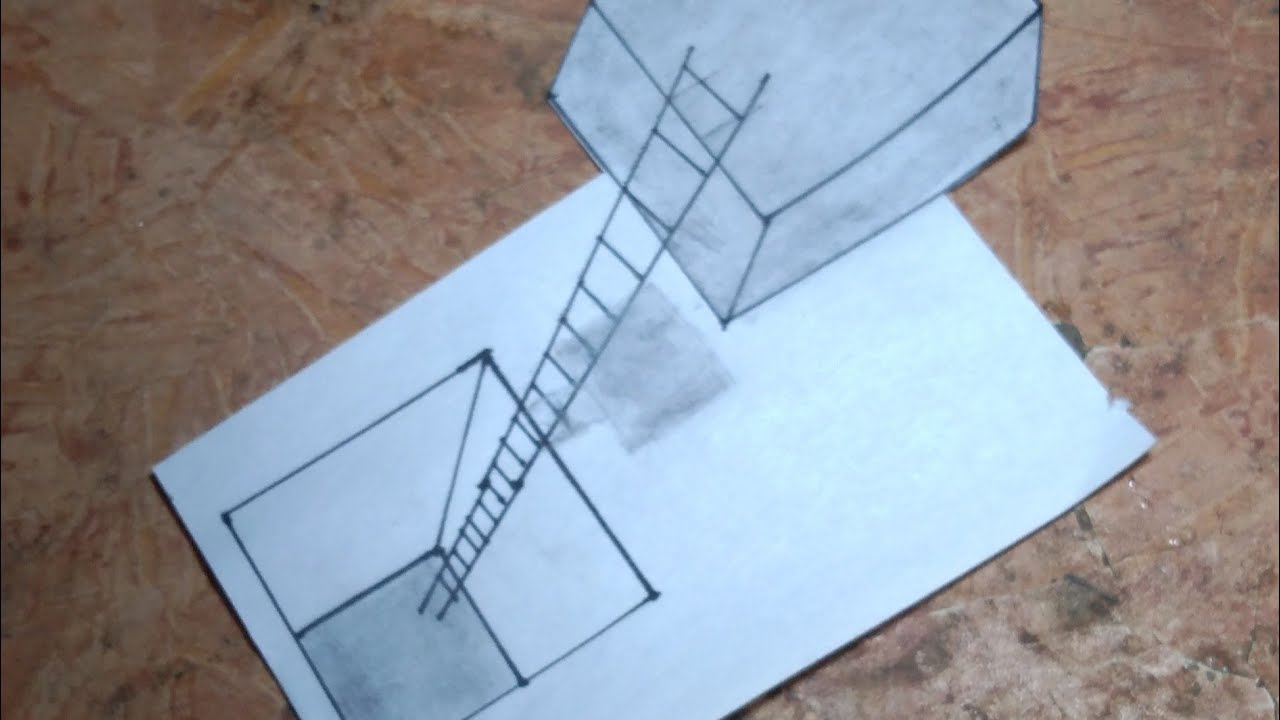How to draw 3D optical illusions stair holes and floating cubes for beginners