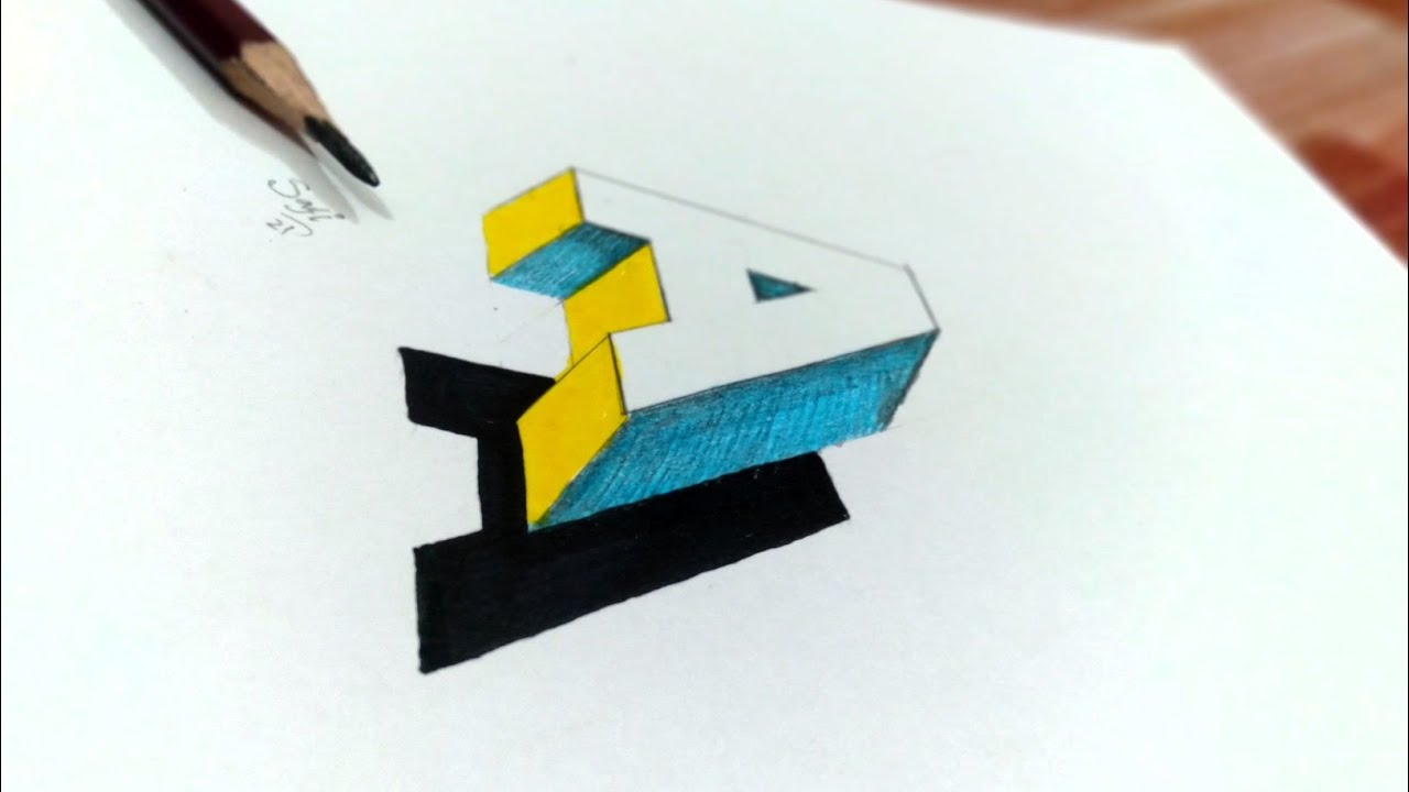 How To Draw 3D A | Optical Illusions | Ammazing Art Videos By Safi