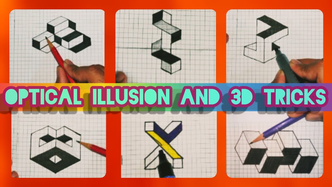 Very Easy! 9 Awesome 3D|Optical Illusion art tricks on Graph paper - Graph paper drawing