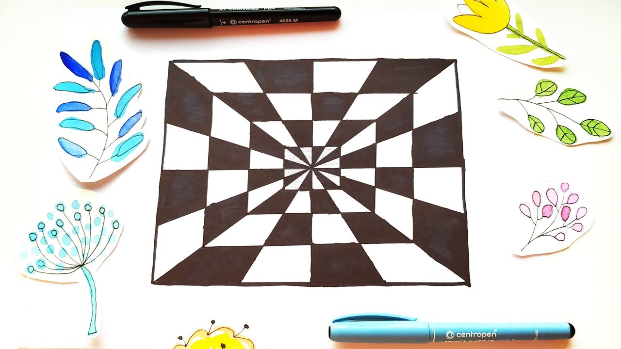 Easy Op Art Tunnel Optical Illusion Art - Drawing Ideas When Bored