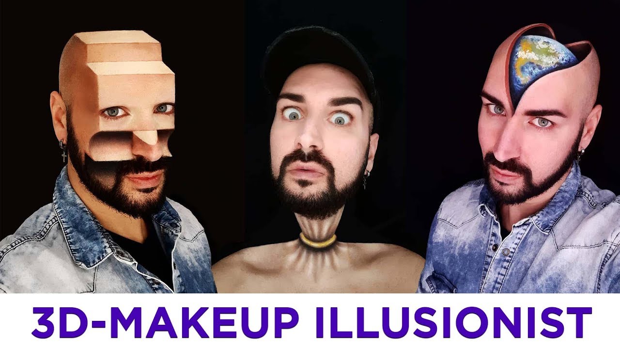 This Italian makeup artist creates optical illusions on his own body