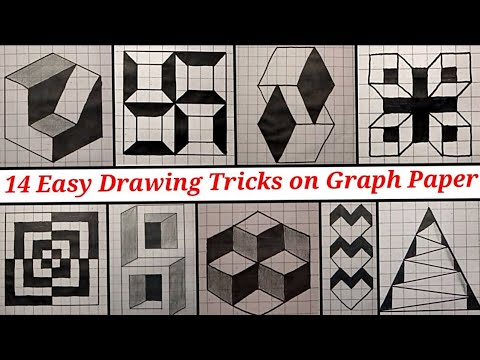 14 Easy Drawing Tricks on Graph Paper | #3Ddrawing #Opticalillusions  on Graph Paper