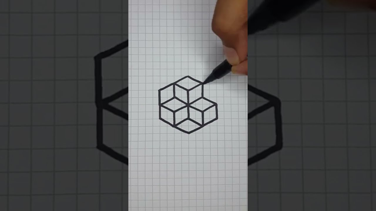 Easy 3D Optical Illusion on Graph Paper