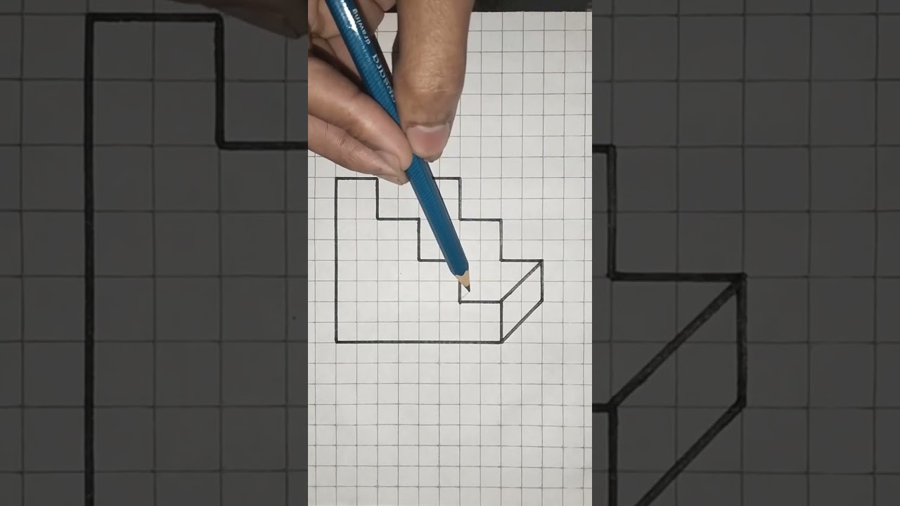 3D Stairs Drawing In 10 Second | Optical Illusion Drawing