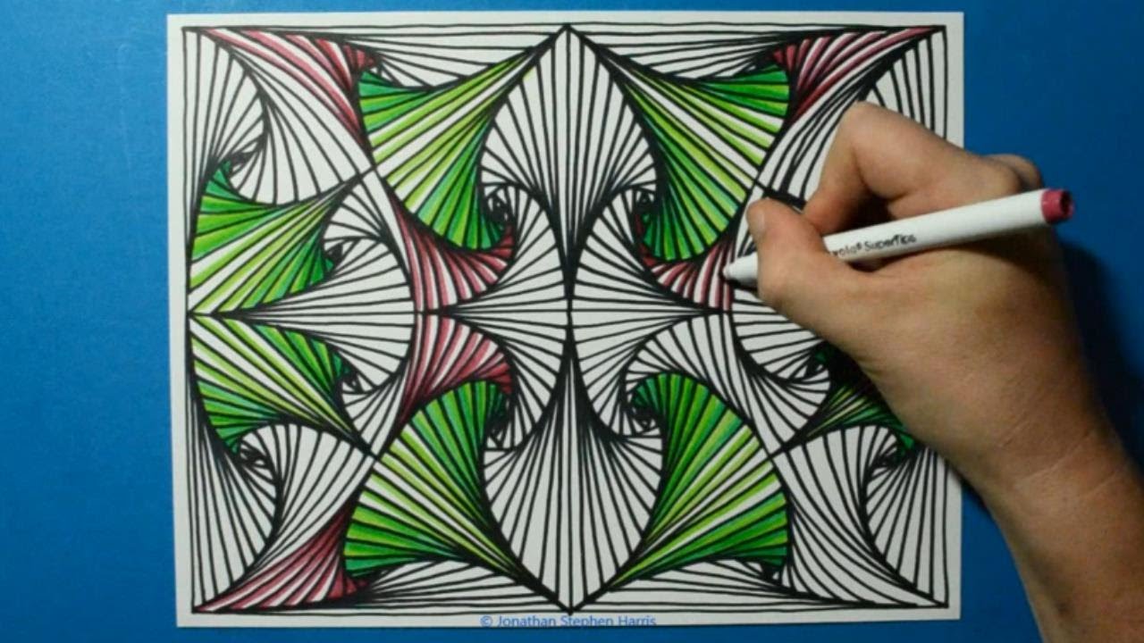 Colorful Drawing #1 / 3D Spiral Pattern / Relaxing Line Illusion / Color Art Therapy