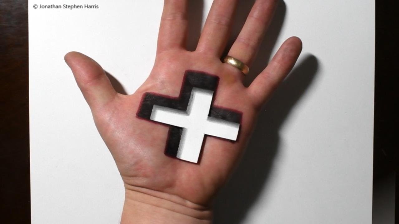 Trick Art on Hand | Cool 3D Cross Hole Optical Illusion