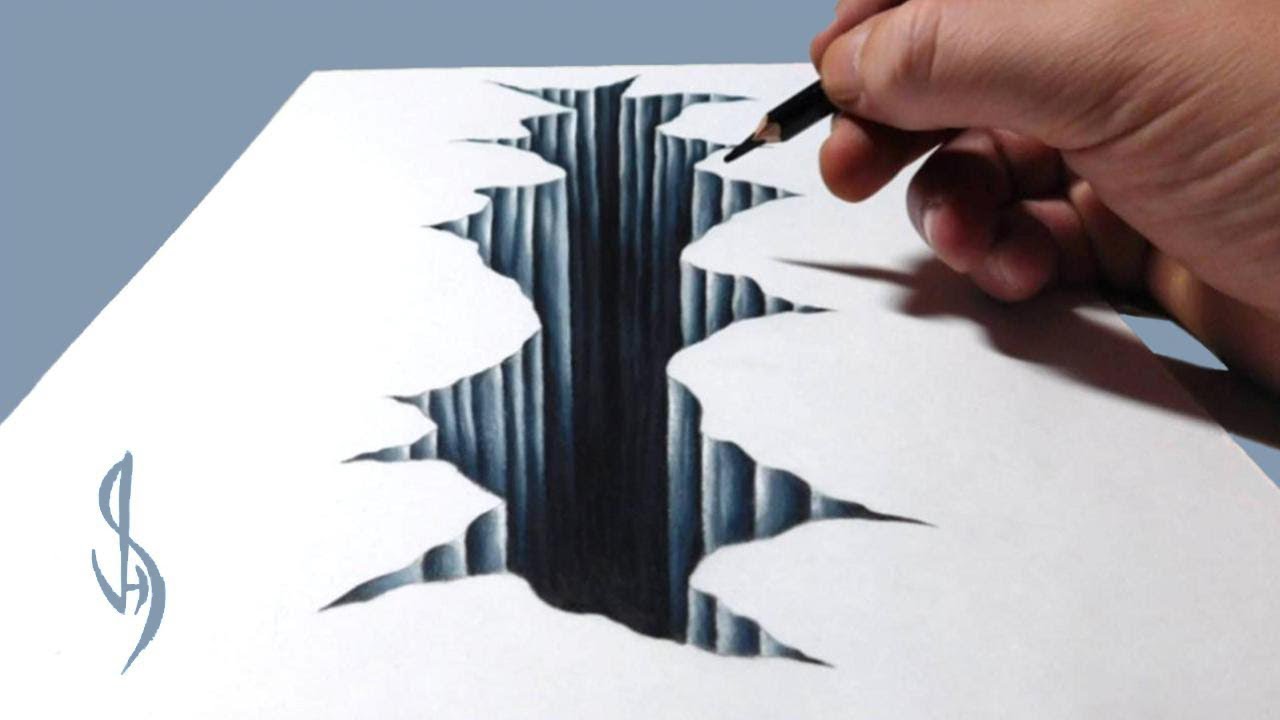 Drawing 3D Cracked Hole - Trick Art Optical Illusion