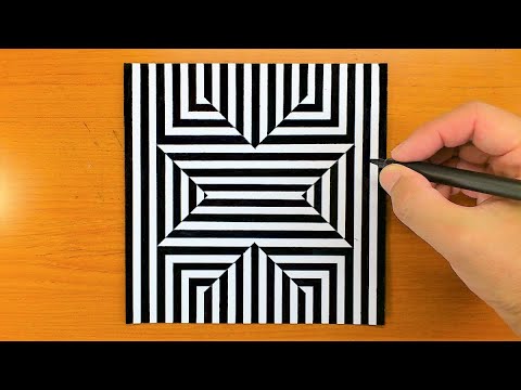 How To Draw Geometric Letter X Optical Illusion Art - Art challenge - 3D Trick Art on paper tutorial